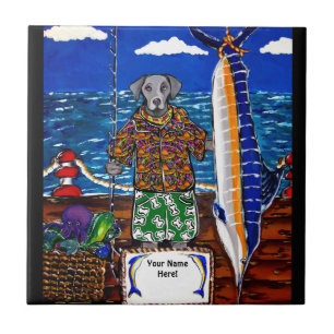 Weimaraner  Marlin Fishing Tile