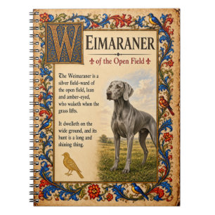 Weimaraner, Mediaeval Bestiary Art Notebook