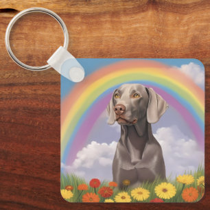 Weimaraner Memorial Custom Dog Name Rainbow Bridge Key Ring