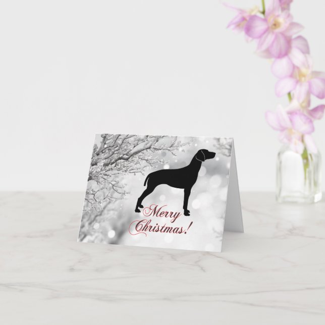 Weimaraner Merry Christmas Card (Orchid)
