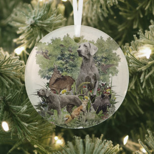 Weimaraner metal ornament
