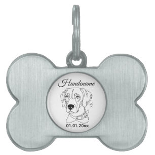 Weimaraner Minimalist Line Art Personalized Tag