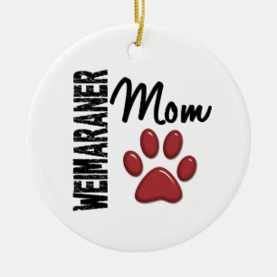 Weimaraner Mum Paw Print 2 Ceramic Ornament