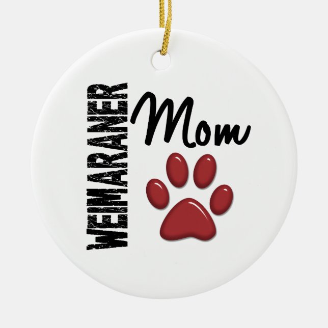 Weimaraner Mum Paw Print 2 Ceramic Ornament (Front)