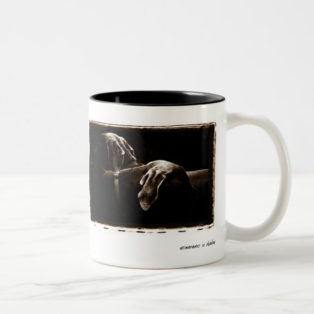 Weimaraner Nation : Weimaraner "In the Shadows" Two-Tone Coffee Mug (Right)
