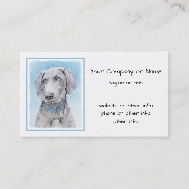 Weimaraner Painting - Cute Original Dog Art Business Card (Front)