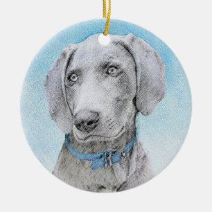 Weimaraner Painting - Cute Original Dog Art Ceramic Ornament
