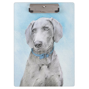 Weimaraner Painting - Cute Original Dog Art Clipboard