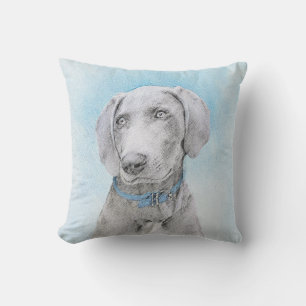 Weimaraner Painting - Cute Original Dog Art Cushion