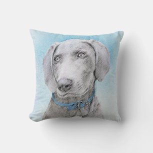 Weimaraner Painting - Cute Original Dog Art Cushion