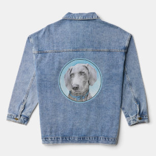 Weimaraner Painting - Cute Original Dog Art Denim Jacket