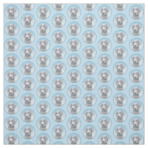 Weimaraner Painting - Cute Original Dog Art Fabric