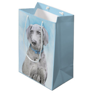 Weimaraner Painting - Cute Original Dog Art Medium Gift Bag