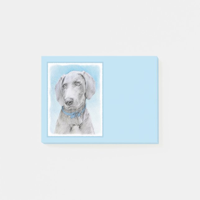Weimaraner Painting - Cute Original Dog Art Post-it Notes (Front)