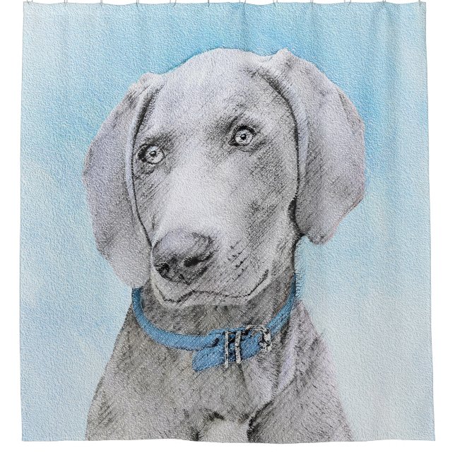 Weimaraner Painting - Cute Original Dog Art Shower Curtain (Front)
