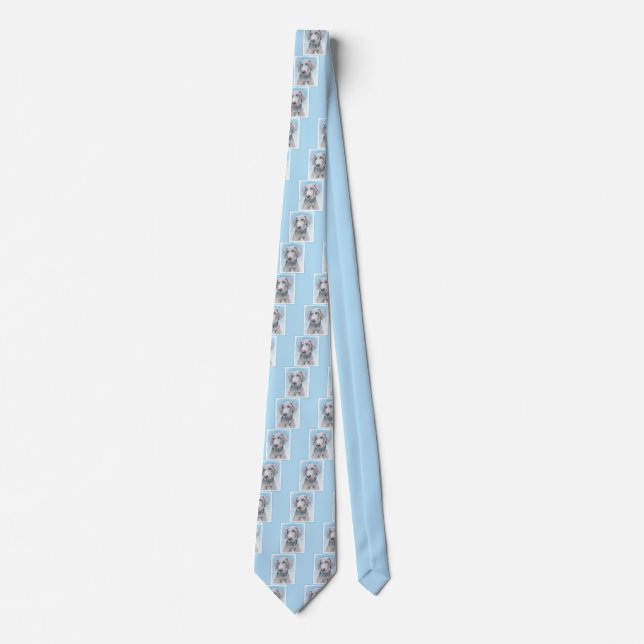 Weimaraner Painting - Cute Original Dog Art Tie (Front)