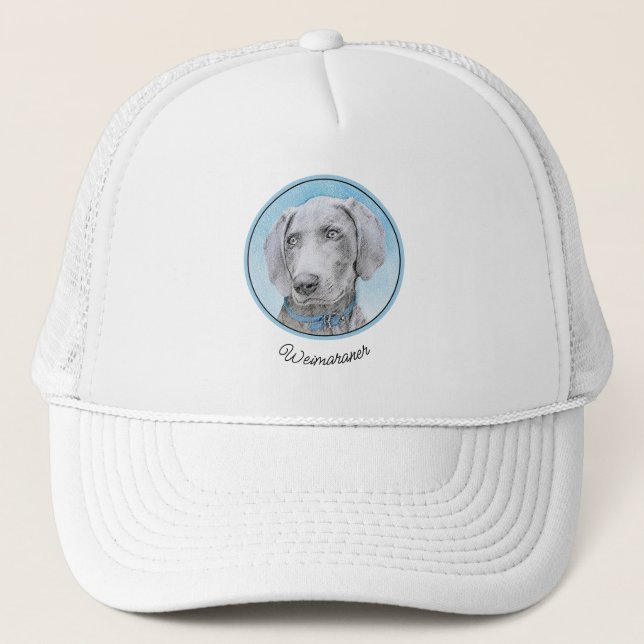 Weimaraner Painting - Cute Original Dog Art Trucker Hat (Front)