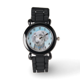 Weimaraner Painting - Cute Original Dog Art Watch