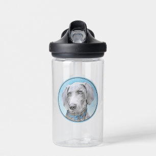 Weimaraner Painting - Cute Original Dog Art Water Bottle