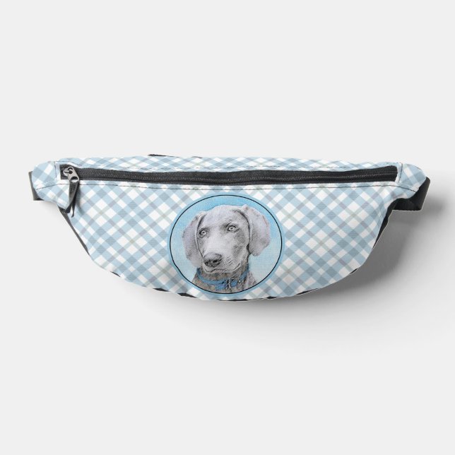 Weimaraner Painting Grey Silver Original Dog Art Bum Bags (Lay Down)