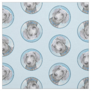 Weimaraner Painting Grey Silver Original Dog Art Fabric