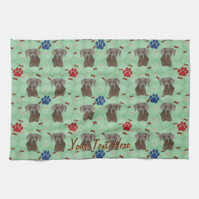Weimaraner Portrait Tea Towel (Horizontal)