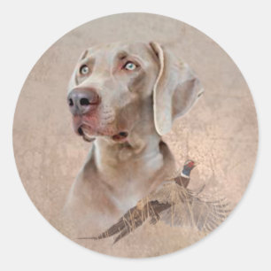 Weimaraner Poster Canvas Print Tapestry Acrylic Pr Classic Round Sticker