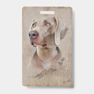 Weimaraner Poster Canvas Print Tapestry Acrylic Pr ID Badge
