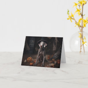Weimaraner Pumpkins Halloween Scary Card