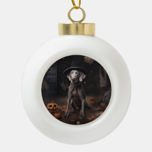 Weimaraner Pumpkins Halloween Scary Ceramic Ball Christmas Ornament