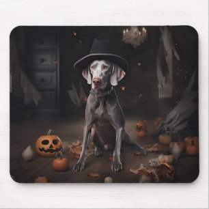 Weimaraner Pumpkins Halloween Scary Mouse Pad