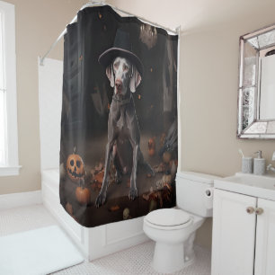 Weimaraner Pumpkins Halloween Scary Shower Curtain