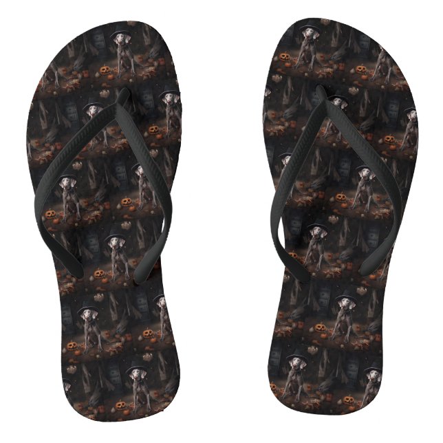 Weimaraner Pumpkins Halloween Scary Thongs (Footbed)