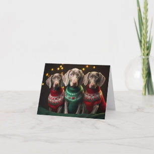 Weimaraner Puppies Christmas Card