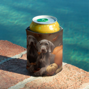 Weimaraner Puppy Autumn Delight Pumpkin Can Cooler