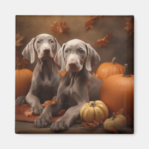 Weimaraner Puppy Autumn Delight Pumpkin Magnet