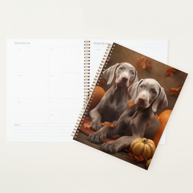 Weimaraner Puppy Autumn Delight Pumpkin Planner (Display)