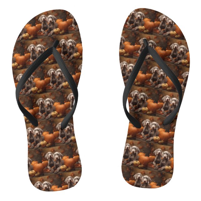 Weimaraner Puppy Autumn Delight Pumpkin Thongs (Footbed)