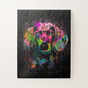 Weimaraner puppy colour splash jigsaw puzzle