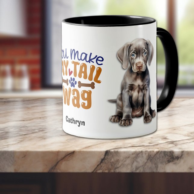 Weimaraner Puppy You Make My Tail Wag Mug (Creator Uploaded)