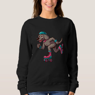 Weimaraner Roller Skating Dog Funny Skater Sweatshirt