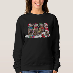 Weimaraner Santa hat antlers elf Christmas lights Sweatshirt