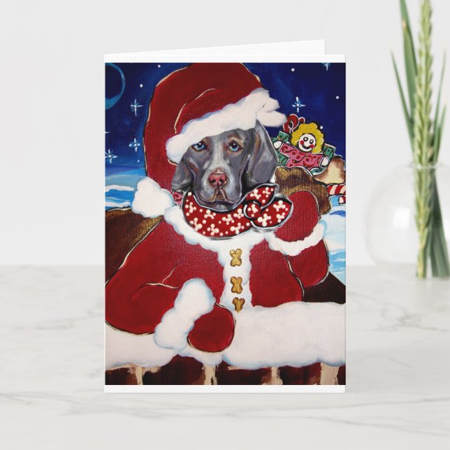 Weimaraner Santa Holiday Card (Front)