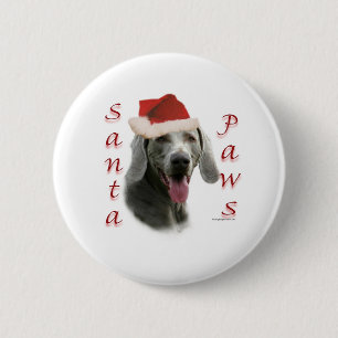 Weimaraner Santa Paws 6 Cm Round Badge