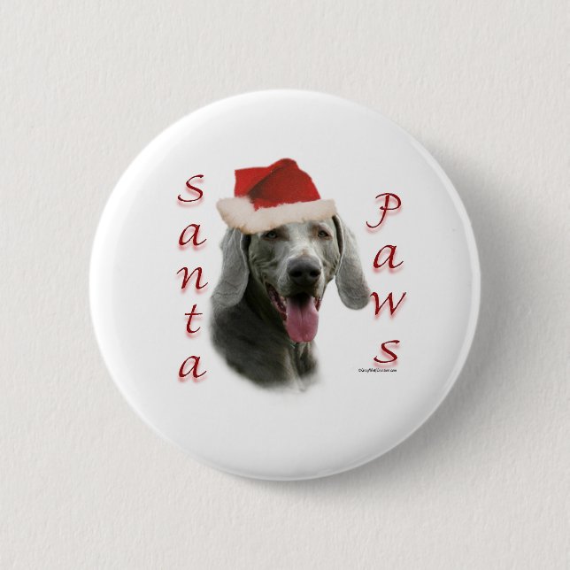 Weimaraner Santa Paws 6 Cm Round Badge (Front)