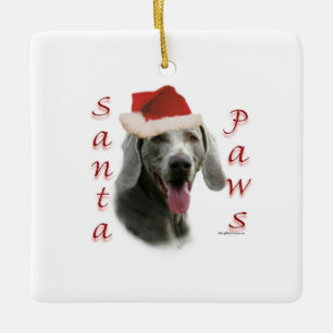 Weimaraner Santa Paws Ceramic Ornament