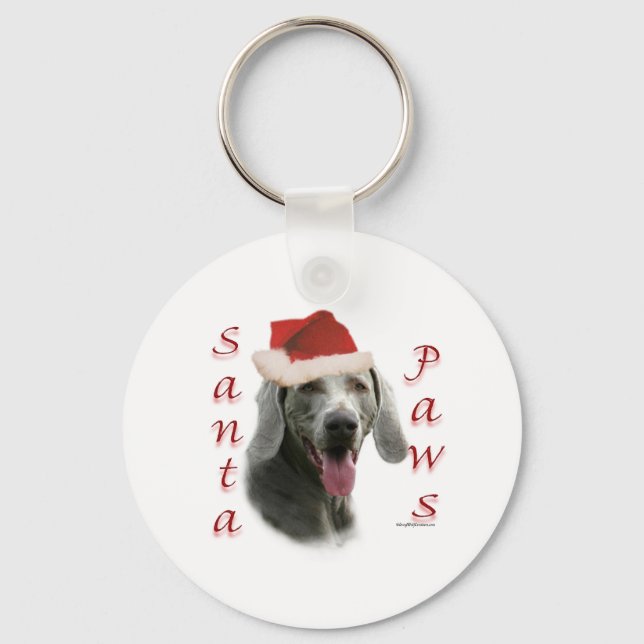 Weimaraner Santa Paws Key Ring (Front)