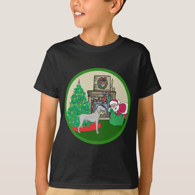 weimaraner santas T-Shirt (Front)