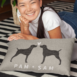 Weimaraner Silhouettes Love - Personalise Lumbar Cushion