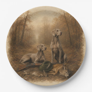 Weimaraner – Silver Ghost Hunter Paper Plate